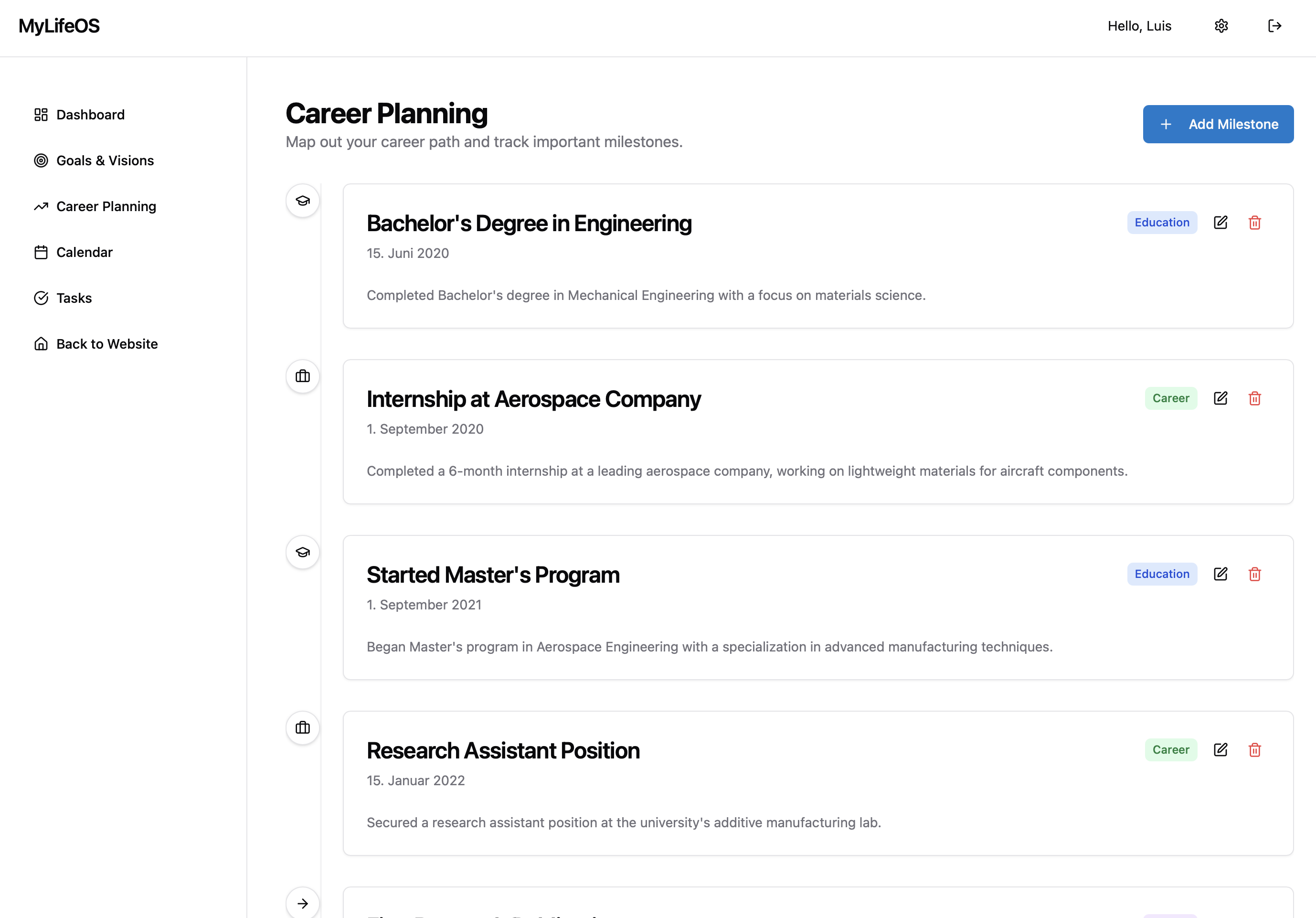 MyLifeOS Career Planning